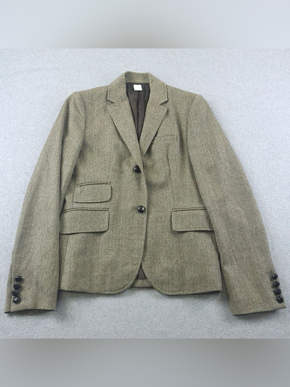 J. Crew Olive Herringbone Two-Button Women's Blazer